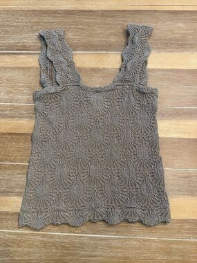 Free People Taupe Textured Crochet Tank